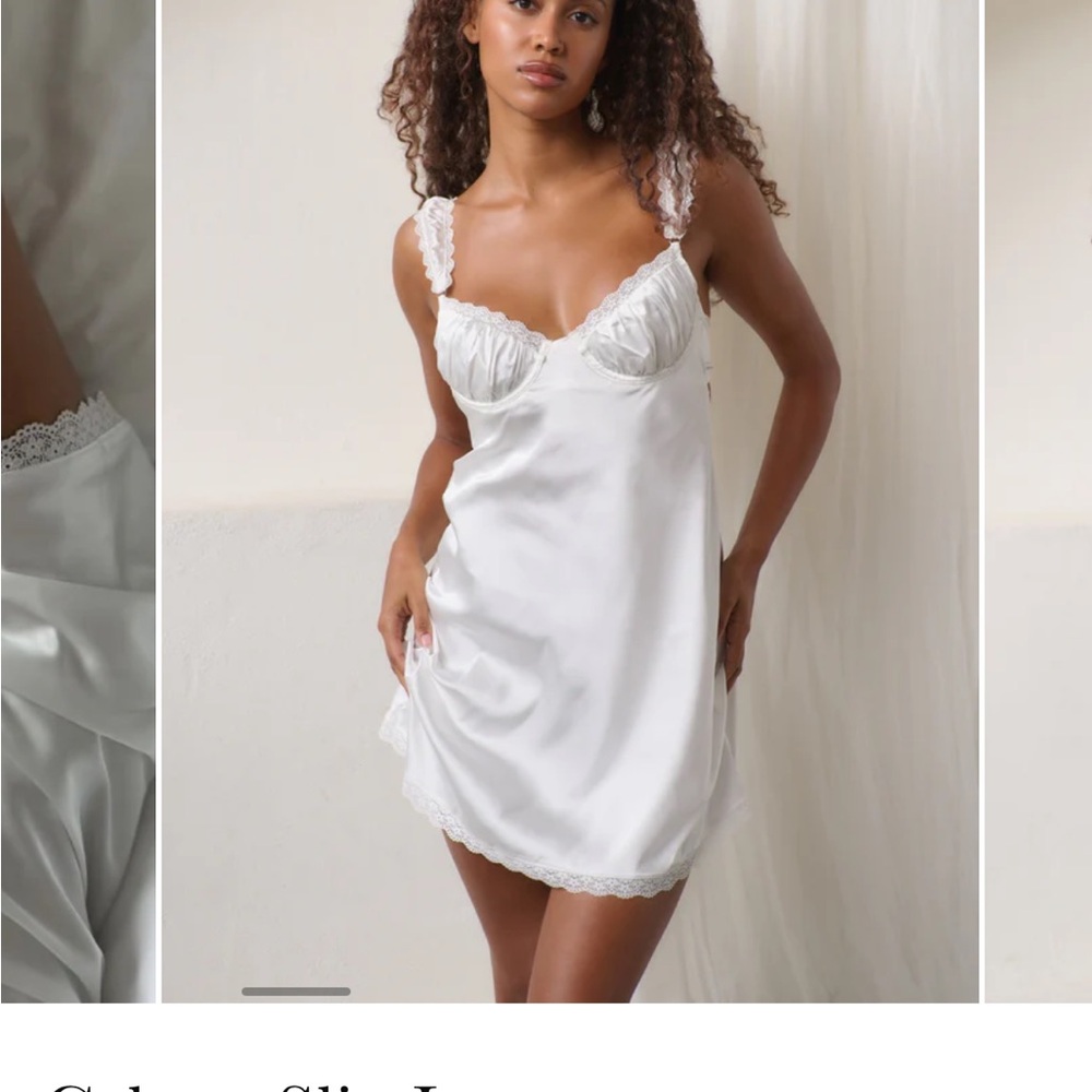 Celeste Kat the Label White Slip Dress Getting Ready Wedding Pajamas